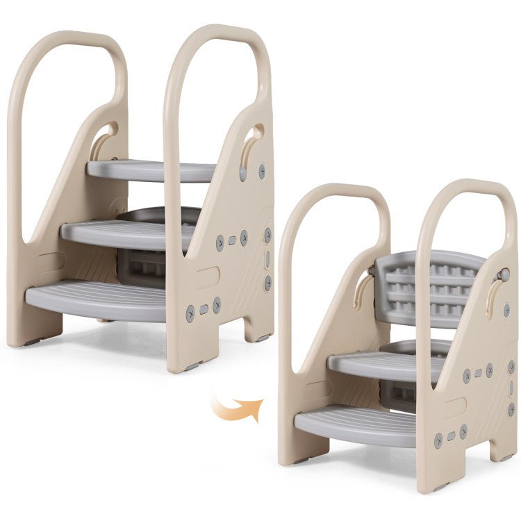Adjustable 3-Step Helper Stool with Safety Handles and for kidsTorqelo.com