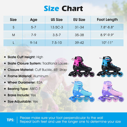 Adjustable Light-Up Kids Inline Skates Ages 9-14Inline SkatesTorqelo.com