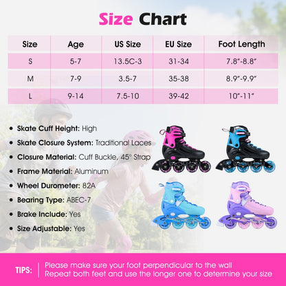 Adjustable Light-Up Kids Inline Skates Ages 9-14Inline SkatesTorqelo.com