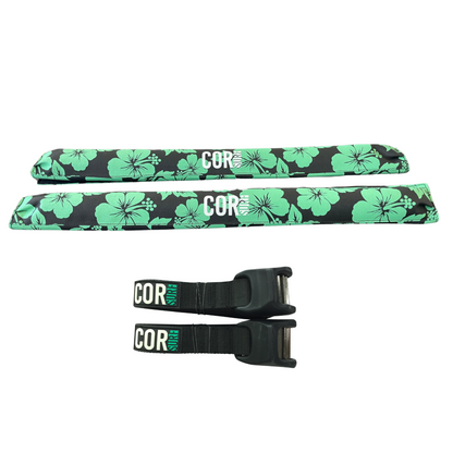 Aero Roof Rack Pad with 10' Scratch-Resistant Tie Downs(Flat Bars) by COR Surf