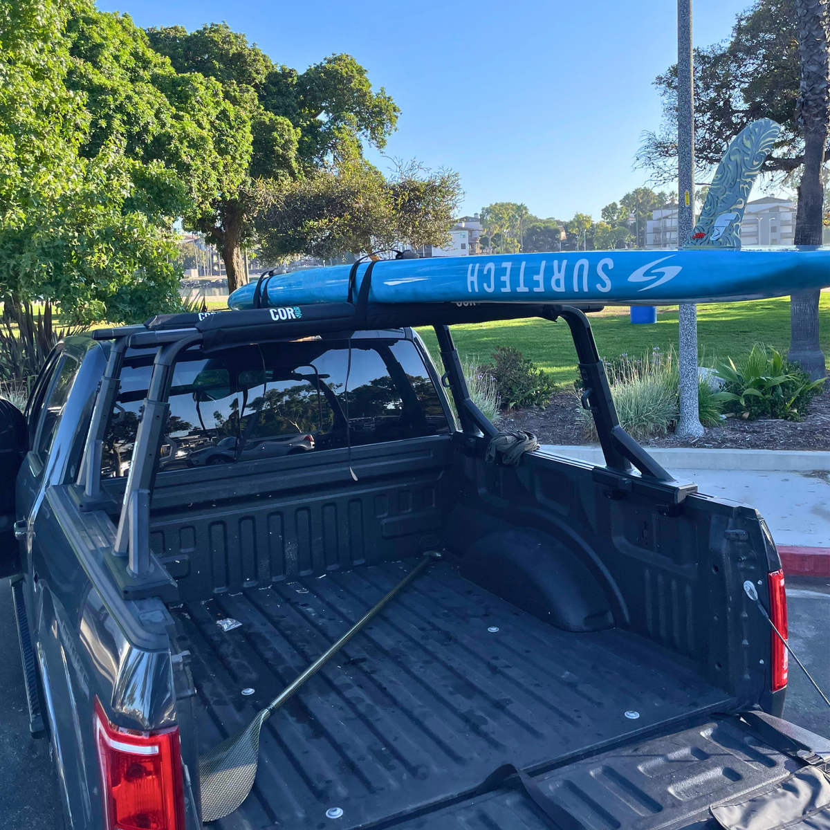 Aero Roof Rack Pad with 10' Scratch-Resistant Tie Downs(Wide Aero Bars) by COR Surf