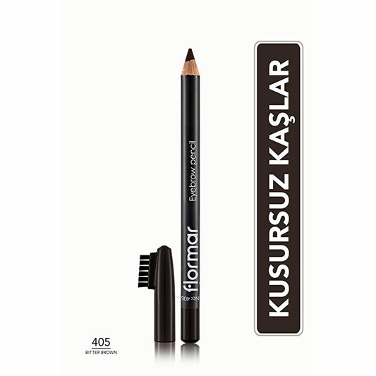 Flormar Bitter Brown Eyebrow Pencil with Soft Tip Applicator & Blending Brush | Long Lasting, Natural Definition by Beauty Care Bag