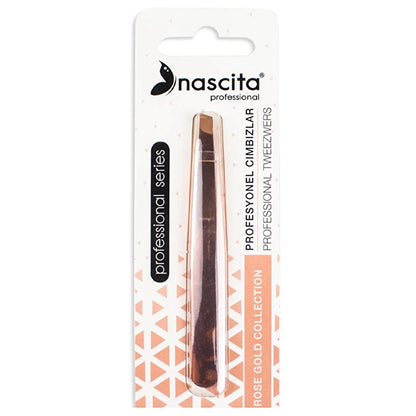 Nascita Professional Bronze Tweezers No. 58 for Precise Shaping by Beauty Care Bag