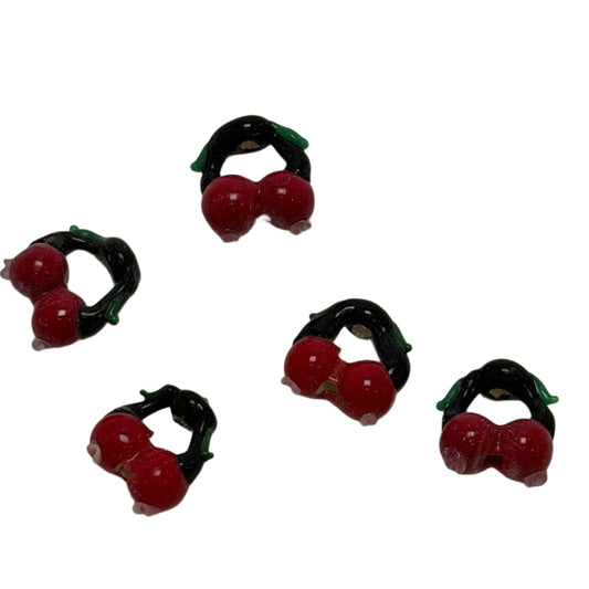 Lampwork Glass Cherry Bead - Red Fruit Design 18mm - Handcrafted Art Glass by Continental Bead Suppliers