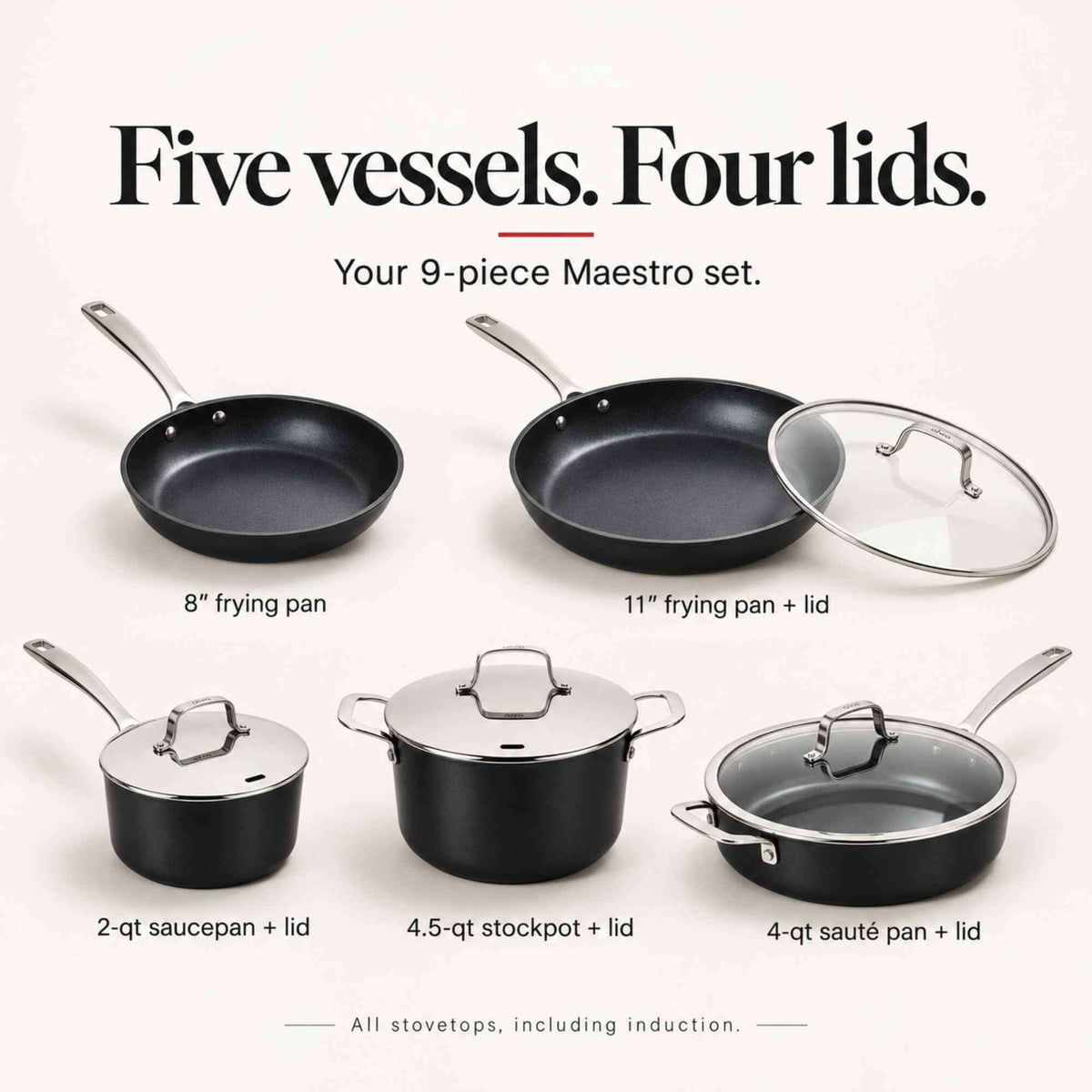 Ceramic Nonstick Cookware Set, 9-Piece by Alva Cookware