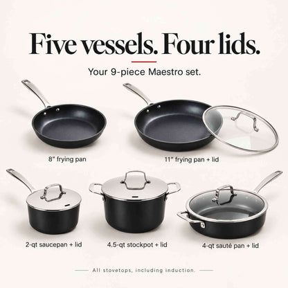 Ceramic Nonstick Cookware Set, 9-Piece by Alva Cookware