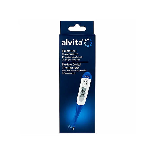 Alvita Flexible Tip Digital Thermometer for Gentle Reading by Beauty Care Bag