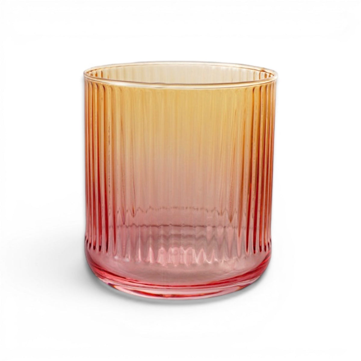 Amber & Pink Ombre Ribbed Drinking Glass by Rust & Cinder