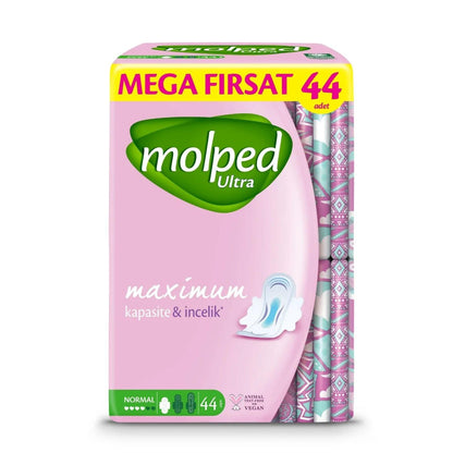 Molped Anatomical Normal Sanitary Pads Mega Pack 44 Count by Beauty Care Bag