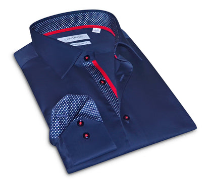 Anthony Button-Up Shirt With Contrast Details // Navy // Contemporary Fit (Regular)Shirts & TopsTorqelo.com