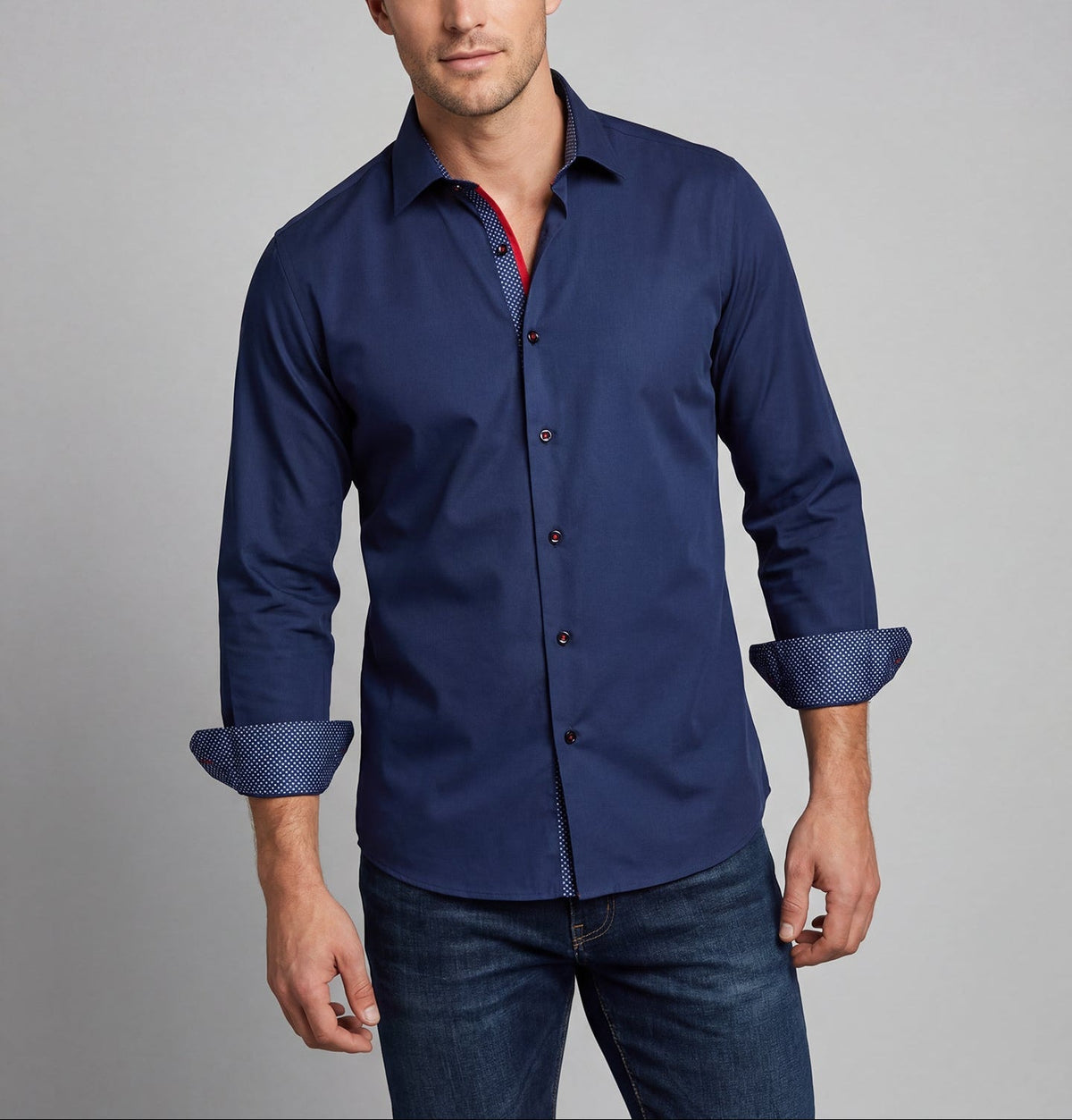 Anthony Button-Up Shirt With Contrast Details // Navy // Contemporary Fit (Regular)Shirts & TopsTorqelo.com