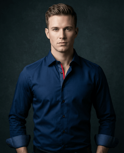 Anthony Button-Up Shirt With Contrast Details // Navy // Contemporary Fit (Regular)Shirts & TopsTorqelo.com