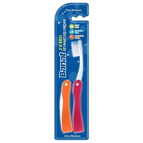 Banat Travel Toothbrush Set (2-Pack): Compact & Portable Manual Toothbrushes for Travel, Work & Home Oral Hygiene by Beauty Care Bag