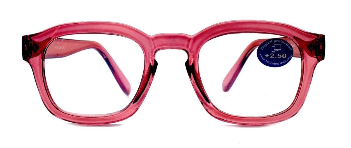 Apollo, (Blue Light Glasses) (Blue Light Blocker) Reduce Eyestrain, A/R Anti Glare. +1.25 +3.00, Large Square (Pink) NY Fifth Avenue.Torqelo.com
