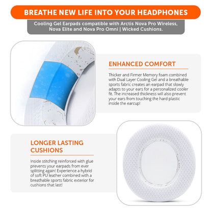 Arctis Nova Pro Wireless, Nova Elite & Nova Pro Omni Earpads - WC FreeZe Cooling GelCooling Gel Ear PadsTorqelo.com