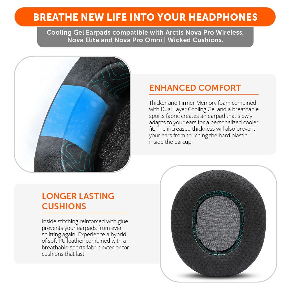 Arctis Nova Pro Wireless, Nova Elite & Nova Pro Omni Earpads - WC FreeZe Cooling GelCooling Gel Ear PadsTorqelo.com