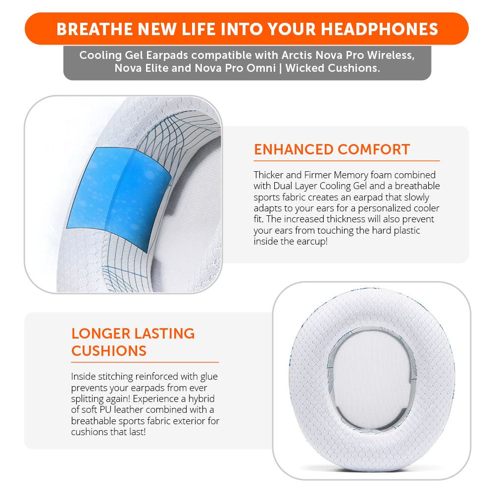 Arctis Nova Pro Wireless, Nova Elite & Nova Pro Omni Earpads - WC FreeZe Cooling GelCooling Gel Ear PadsTorqelo.com