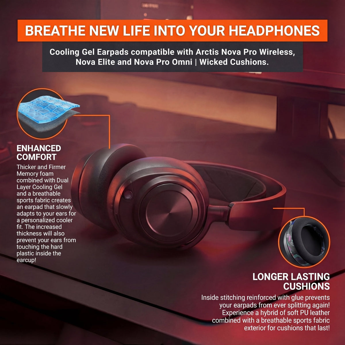 Arctis Nova Pro Wireless, Nova Elite & Nova Pro Omni Earpads - WC FreeZe Cooling GelCooling Gel Ear PadsTorqelo.com