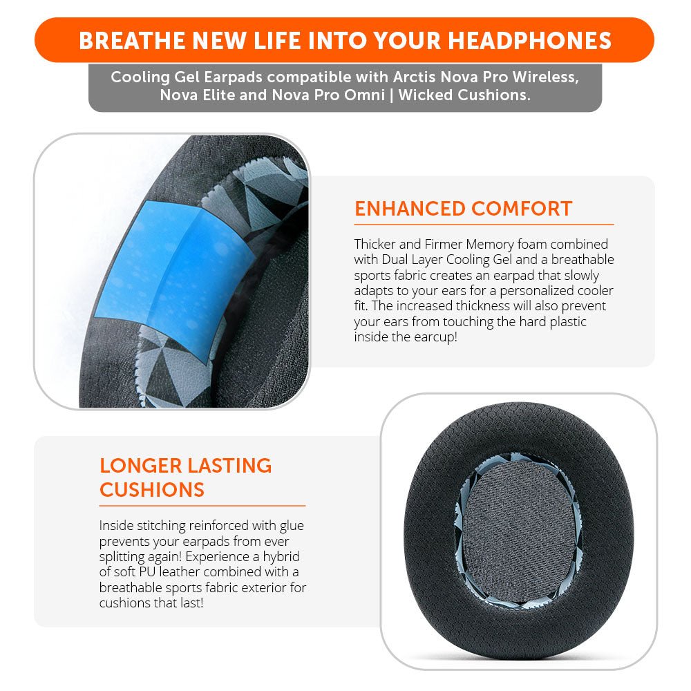 Arctis Nova Pro Wireless, Nova Elite & Nova Pro Omni Earpads - WC FreeZe Cooling GelCooling Gel Ear PadsTorqelo.com