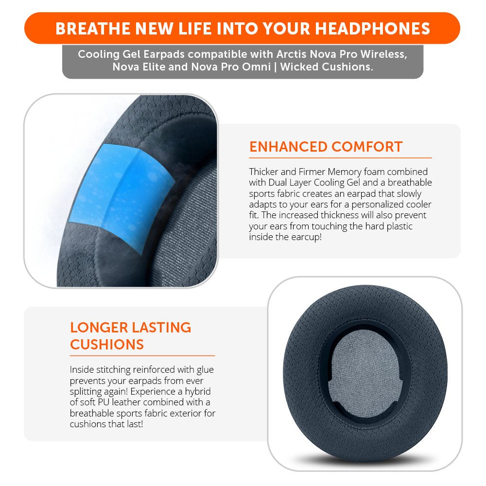 Arctis Nova Pro Wireless, Nova Elite & Nova Pro Omni Earpads - WC FreeZe Cooling GelCooling Gel Ear PadsTorqelo.com