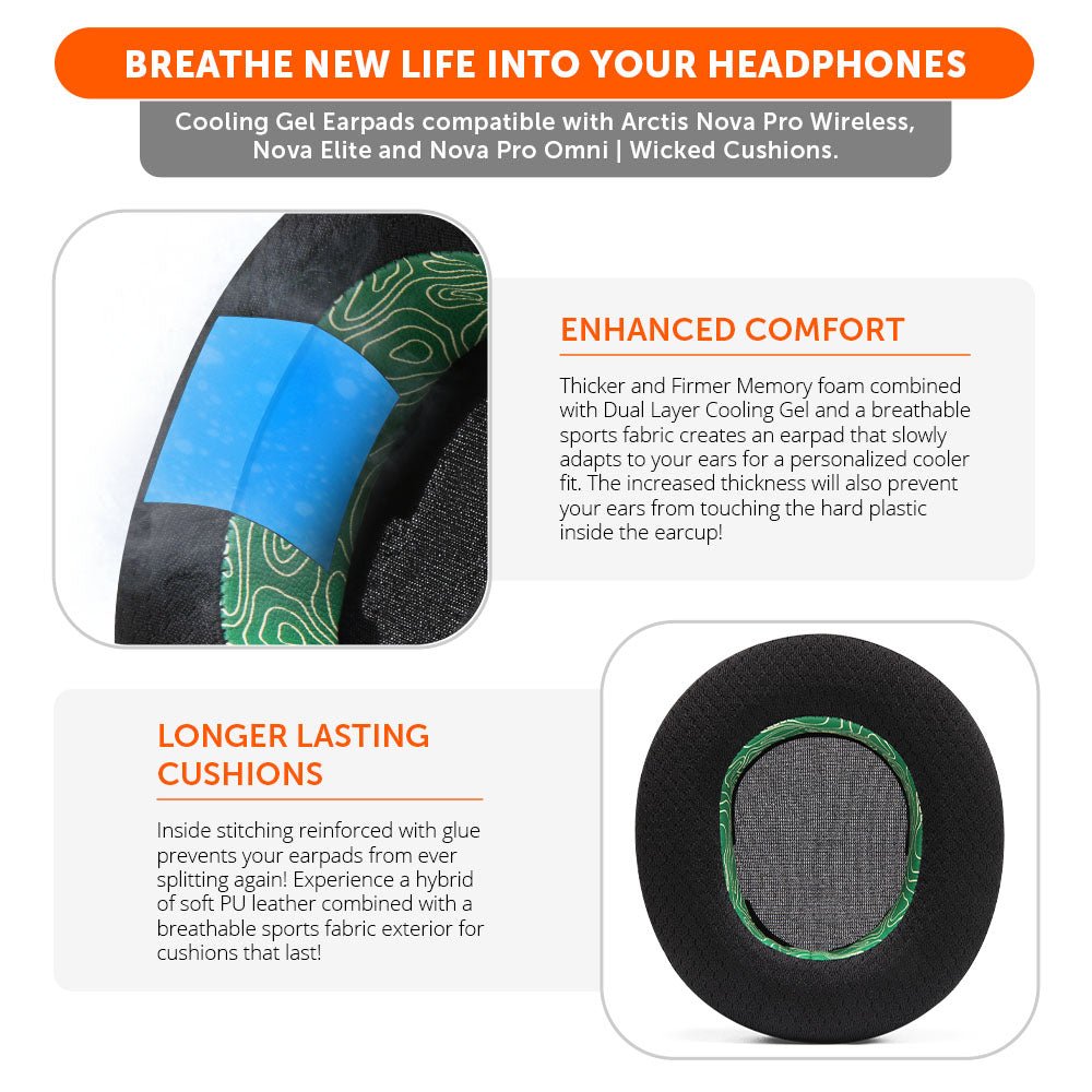 Arctis Nova Pro Wireless, Nova Elite & Nova Pro Omni Earpads - WC FreeZe Cooling GelCooling Gel Ear PadsTorqelo.com