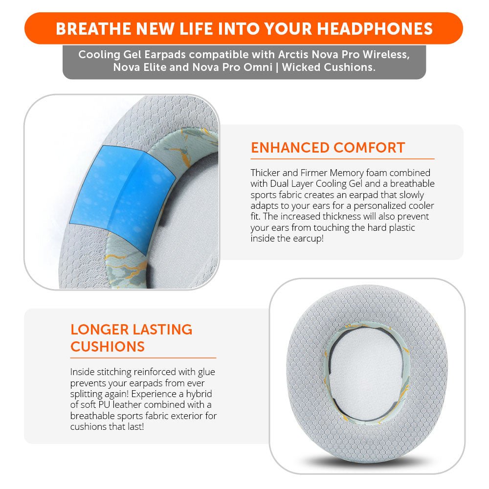 Arctis Nova Pro Wireless, Nova Elite & Nova Pro Omni Earpads - WC FreeZe Cooling GelCooling Gel Ear PadsTorqelo.com