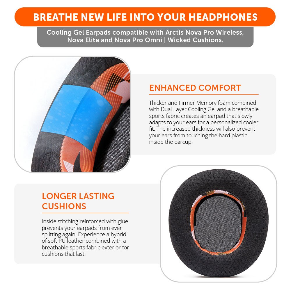 Arctis Nova Pro Wireless, Nova Elite & Nova Pro Omni Earpads - WC FreeZe Cooling GelCooling Gel Ear PadsTorqelo.com