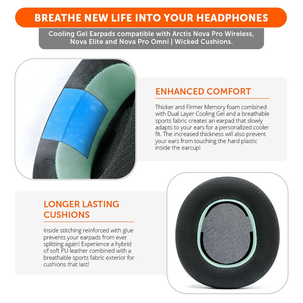 Arctis Nova Pro Wireless, Nova Elite & Nova Pro Omni Earpads - WC FreeZe Cooling GelCooling Gel Ear PadsTorqelo.com