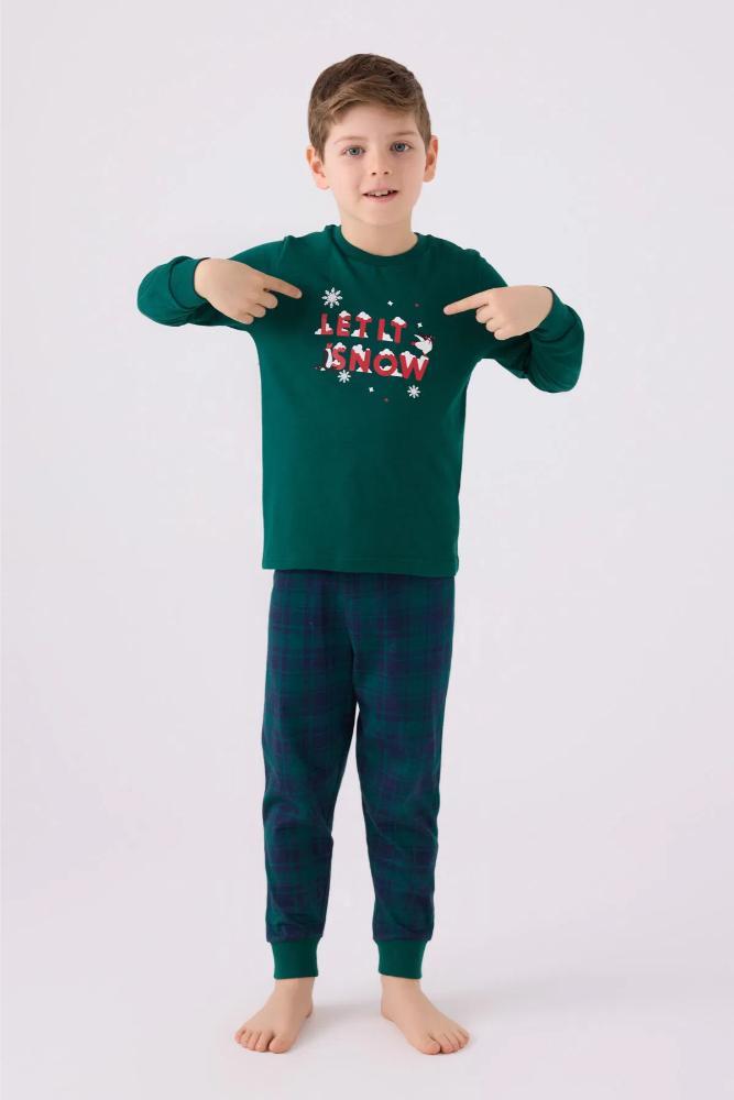Arnetta Boys Long Sleeve Pajama Set in Dark Green by Beauty Care Bag