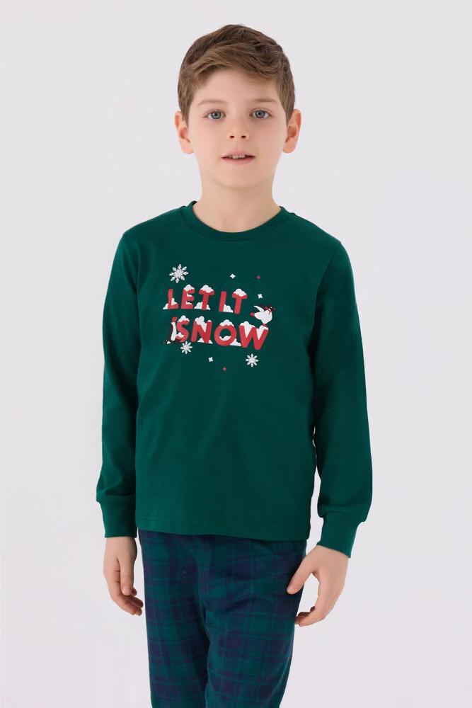 Arnetta Boys Long Sleeve Pajama Set in Dark Green by Beauty Care Bag