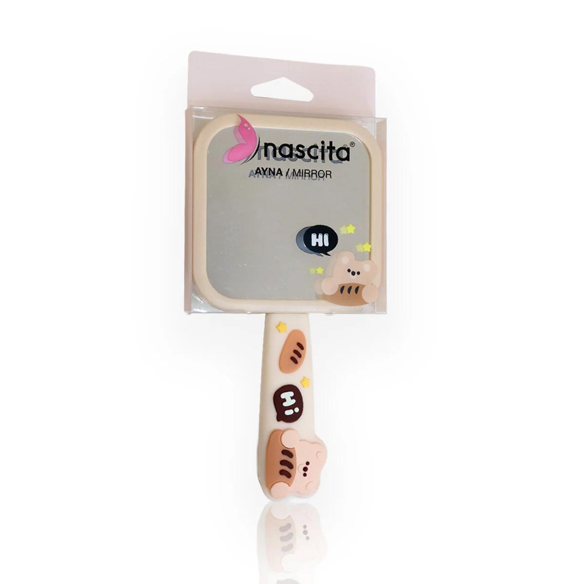 Nascita Figured Hand Mirror in Beige - 1 pc by Beauty Care Bag
