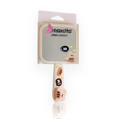 Nascita Figured Hand Mirror in Beige - 1 pc by Beauty Care Bag
