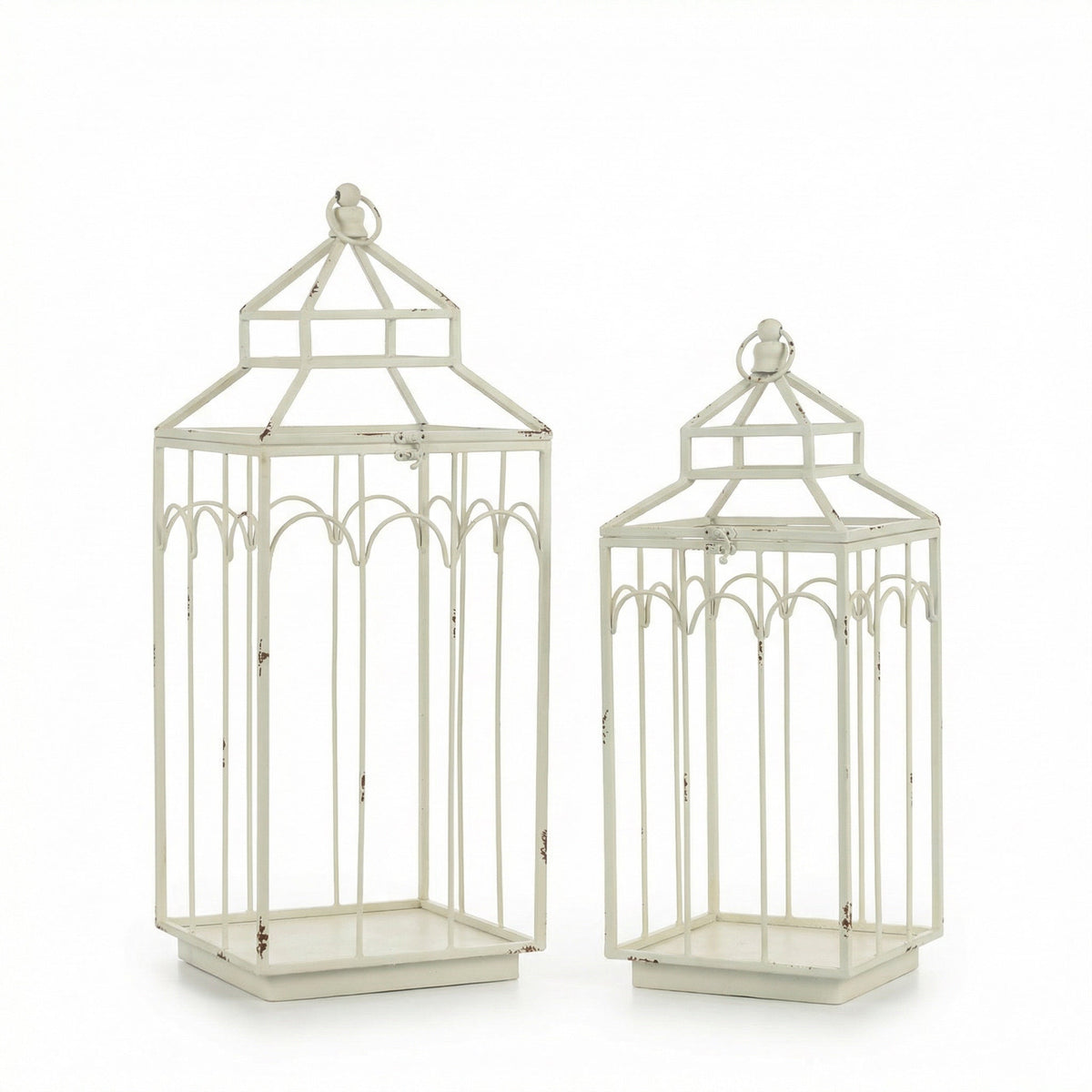 Ashley White Metal Lantern by Rust & Cinder