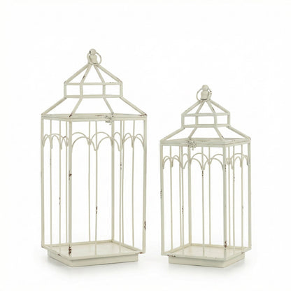 Ashley White Metal Lantern by Rust & Cinder