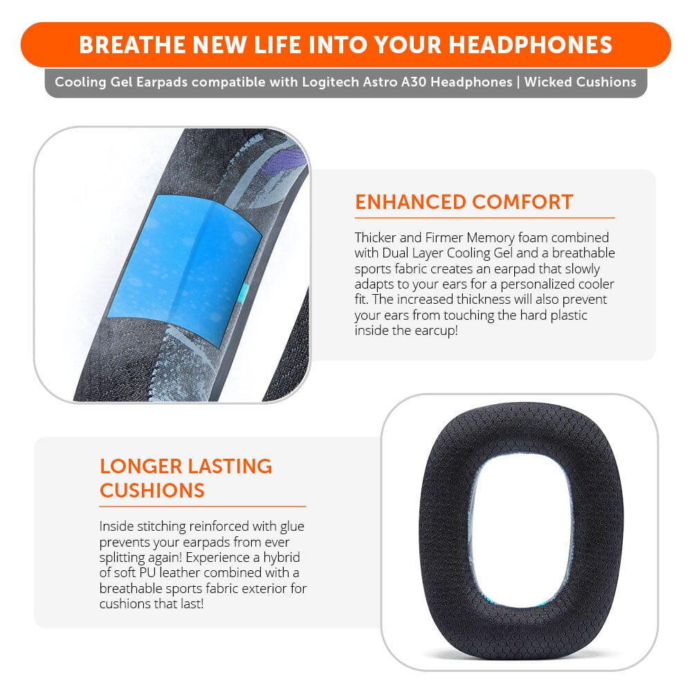 Astro A30 Earpads - WC FreeZe Cooling GelCooling Gel Ear PadsTorqelo.com