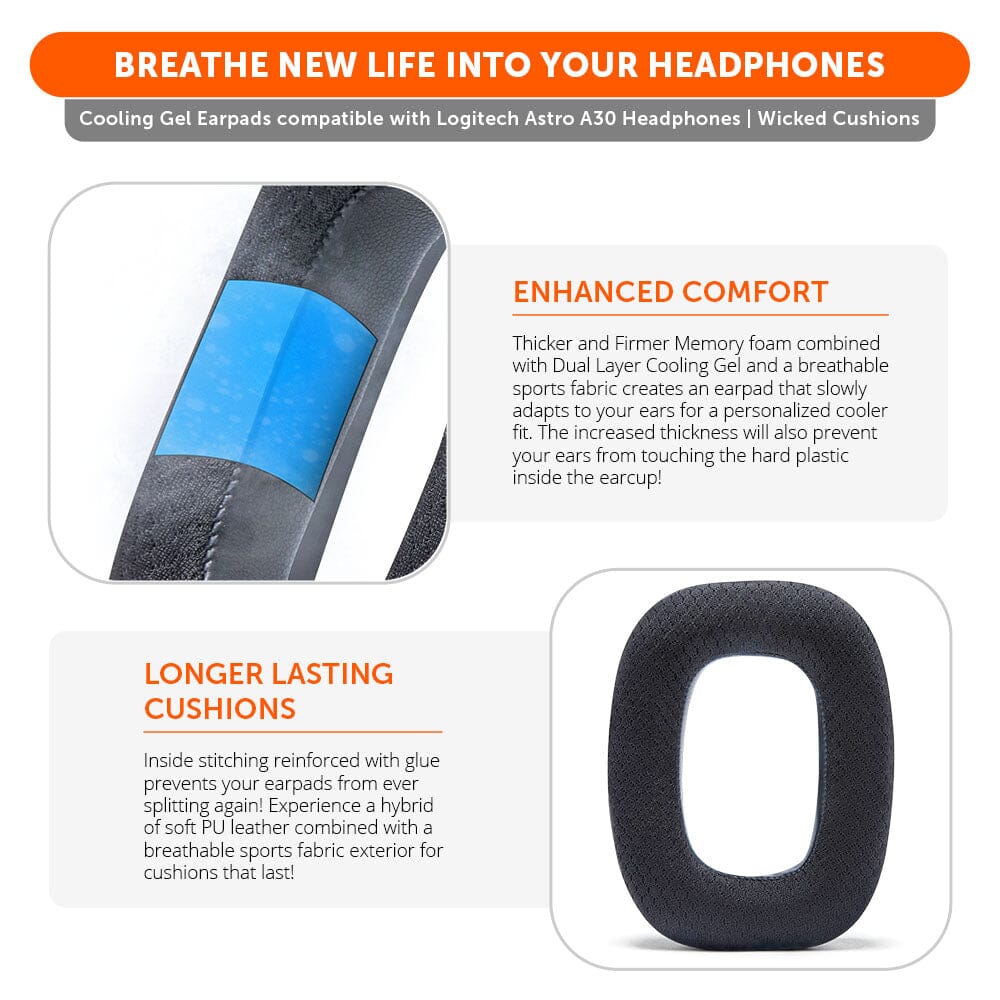 Astro A30 Earpads - WC FreeZe Cooling GelCooling Gel Ear PadsTorqelo.com