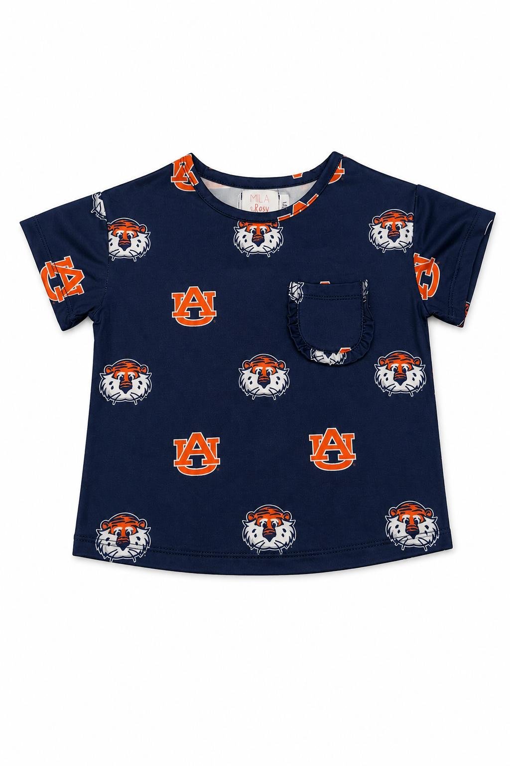 Auburn Blue Aubie Ruffle Pocket TeeRuffle Pocket TeeTorqelo.com