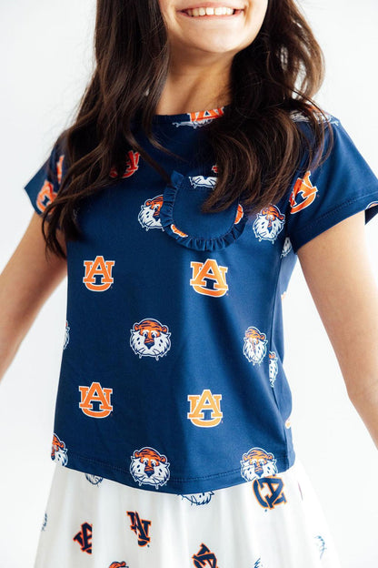 Auburn Blue Aubie Ruffle Pocket TeeRuffle Pocket TeeTorqelo.com