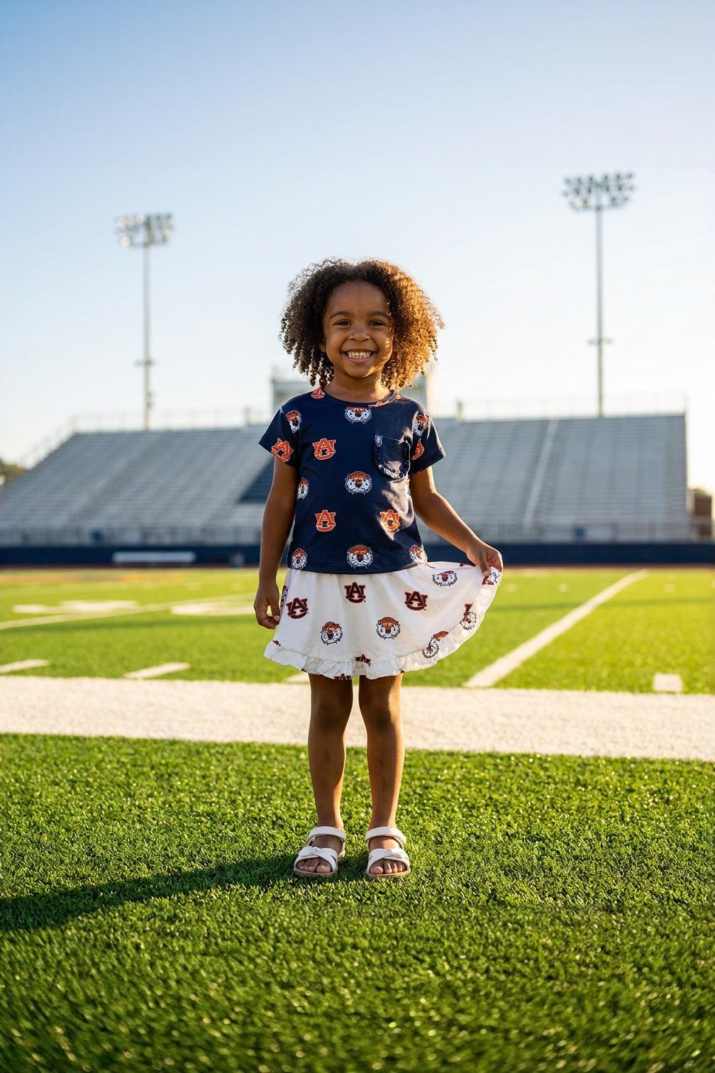 Auburn Blue Aubie Ruffle Pocket TeeRuffle Pocket TeeTorqelo.com
