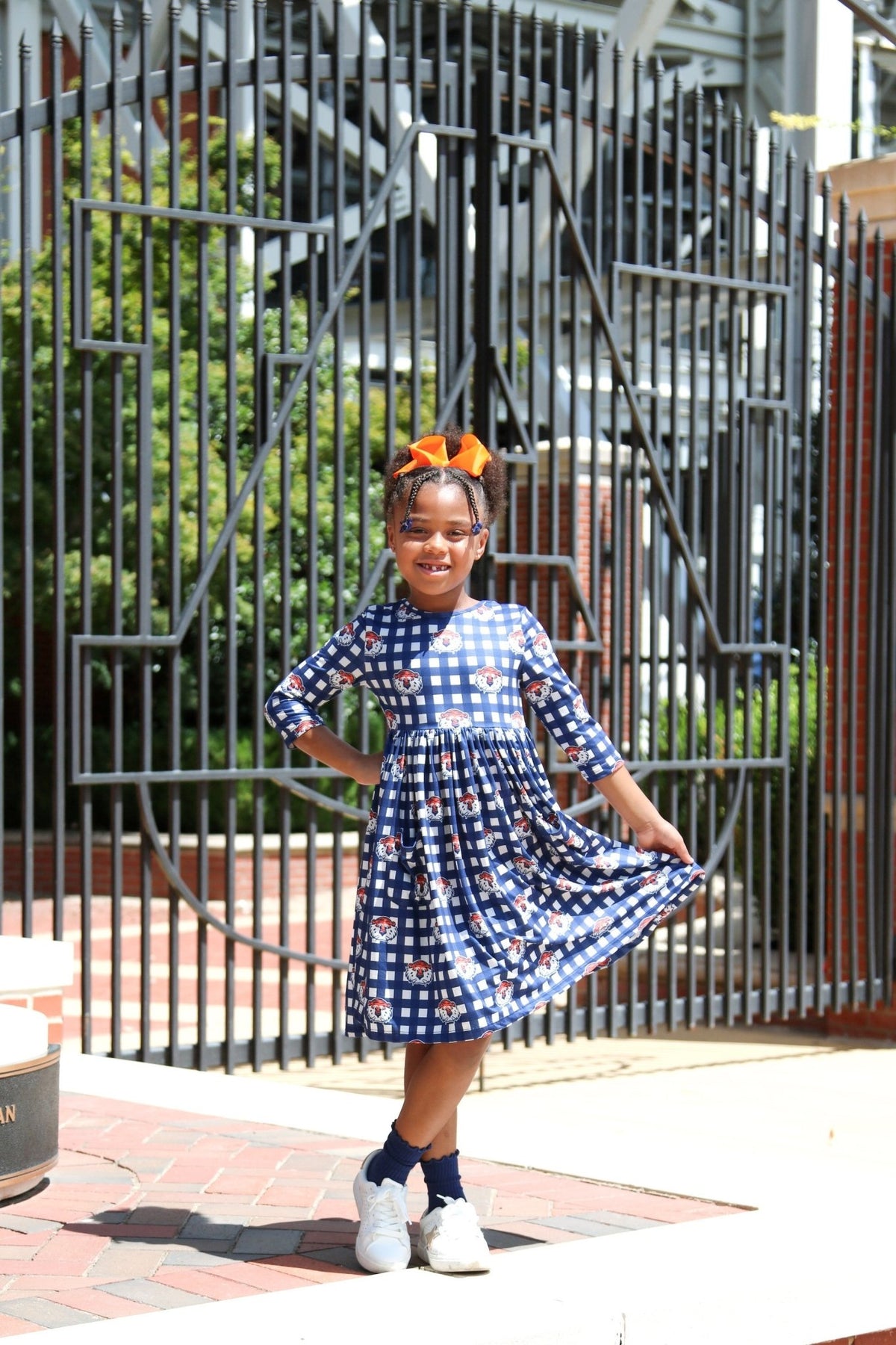 Auburn Plaid Aubie 3/4 Sleeve Pocket Twirl DressTwirl Dress - 3/4 - PocketTorqelo.com