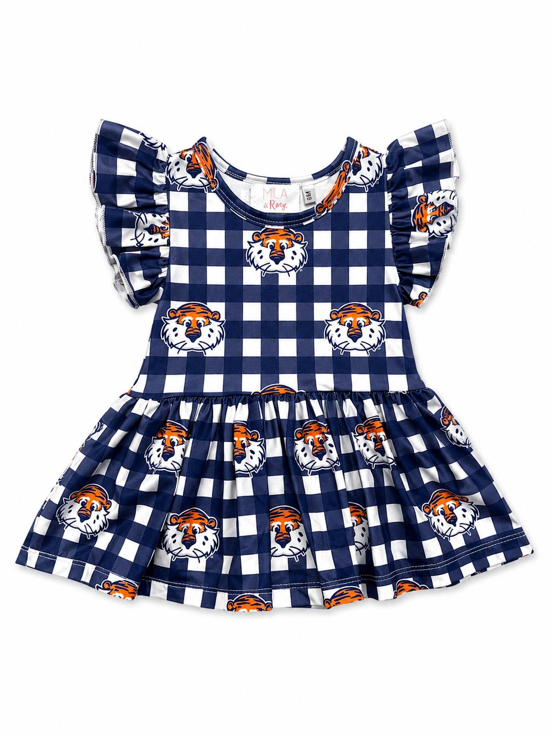 Auburn Plaid Aubie S/S Flutter Twirl BodysuitTwirl Bodysuit - S/S FlutterTorqelo.com