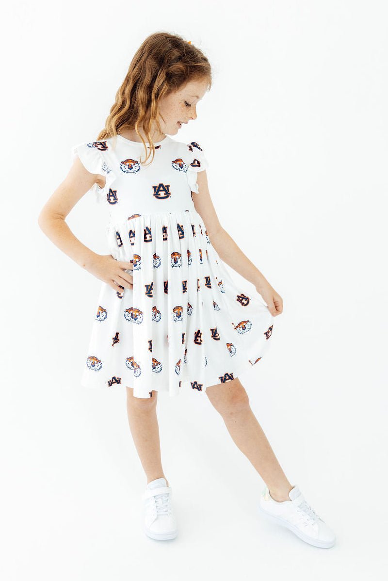 Auburn White Aubie Flutter Twirl DressTwirl Dress - FlutterTorqelo.com