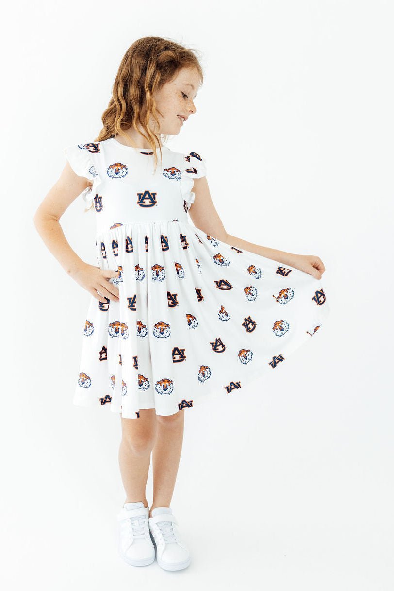 Auburn White Aubie Flutter Twirl DressTwirl Dress - FlutterTorqelo.com