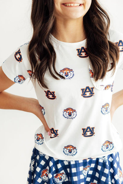 Auburn White Aubie Ruffle Pocket TeeRuffle Pocket TeeTorqelo.com