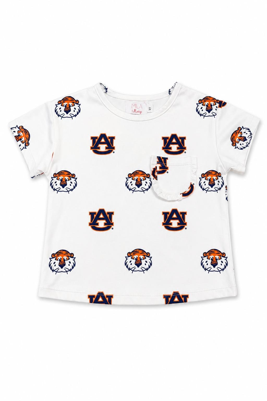 Auburn White Aubie Ruffle Pocket TeeRuffle Pocket TeeTorqelo.com