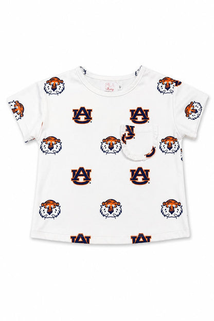 Auburn White Aubie Ruffle Pocket TeeRuffle Pocket TeeTorqelo.com