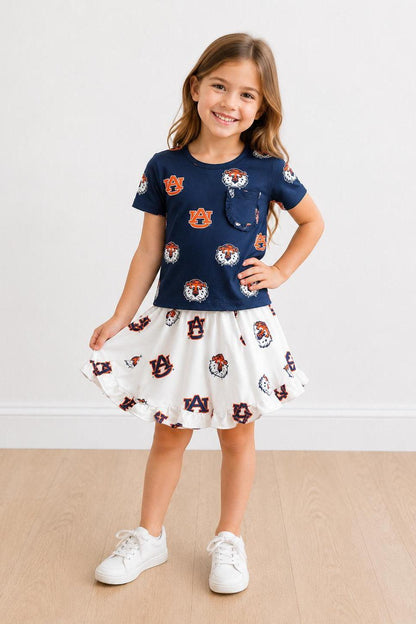 Auburn White Aubie Ruffle Twirl SkortTwirl Skort - RuffleTorqelo.com