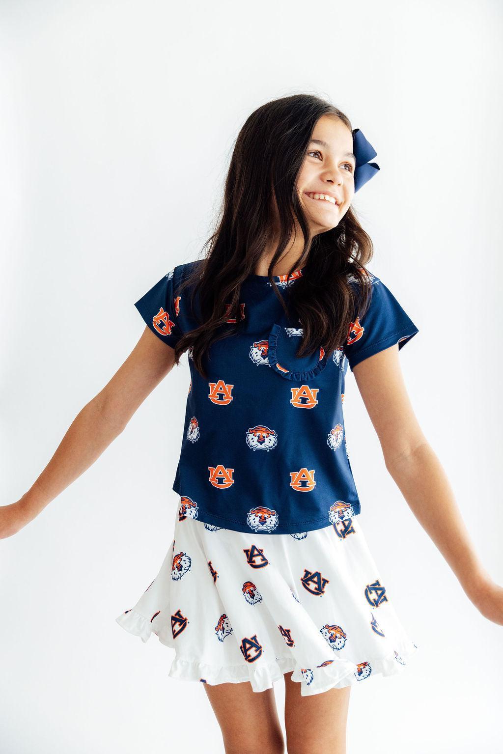 Auburn White Aubie Ruffle Twirl SkortTwirl Skort - RuffleTorqelo.com