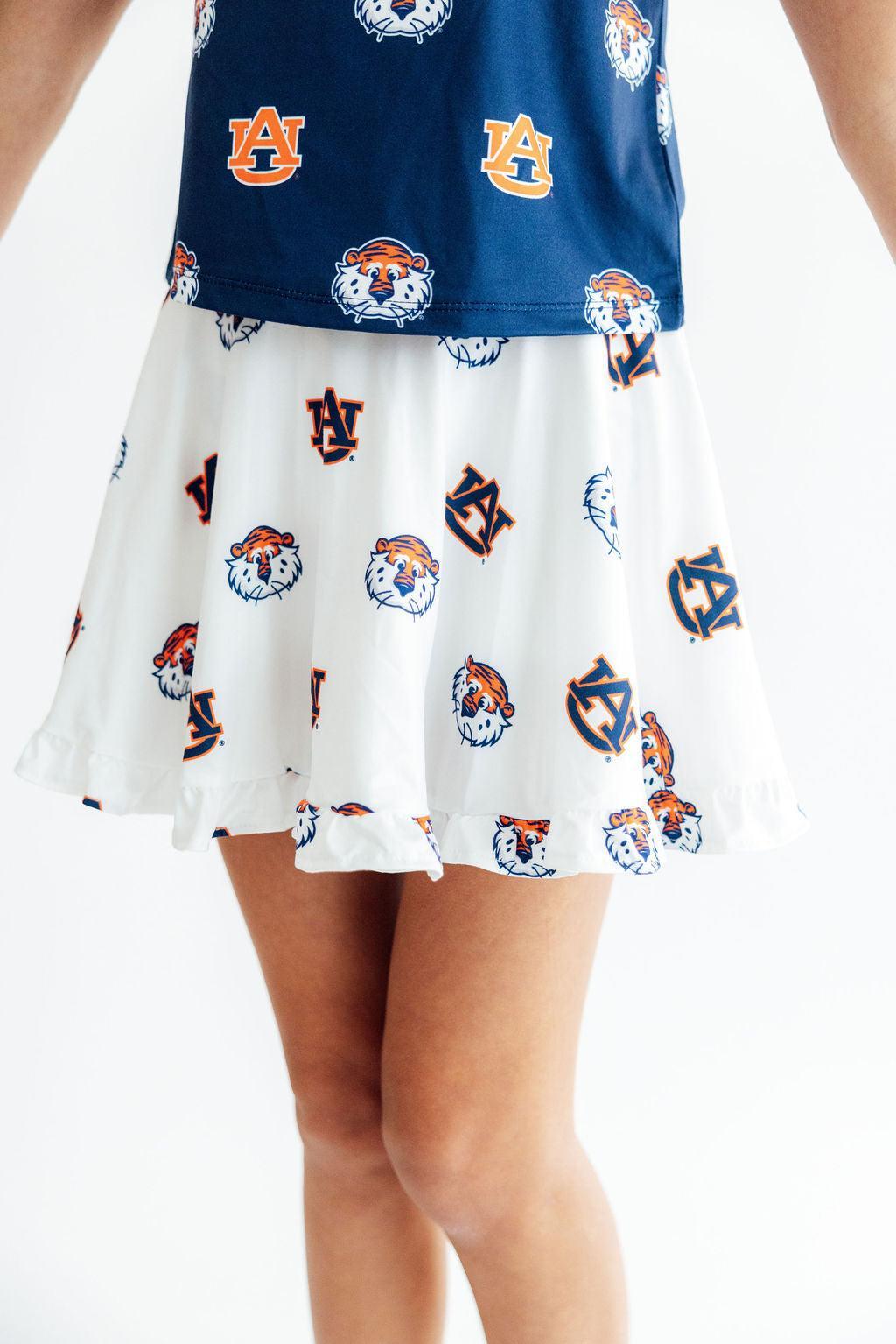 Auburn White Aubie Ruffle Twirl SkortTwirl Skort - RuffleTorqelo.com