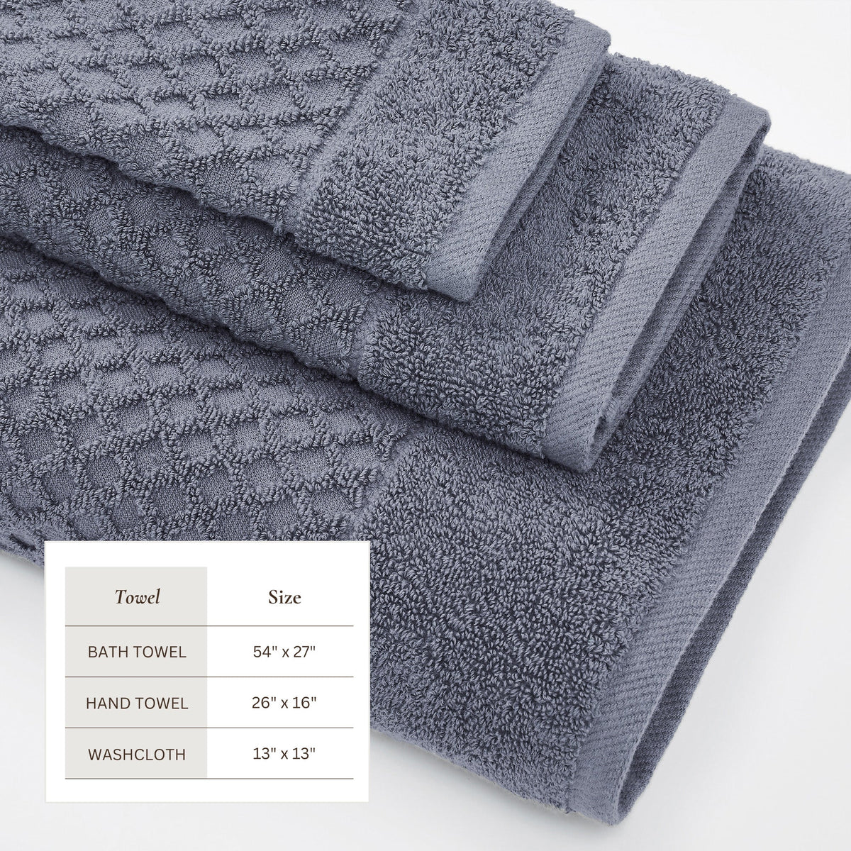 Cotton Diamond Waffle Weave Bath Towel Set - Grayson Collection by Great Bay Home